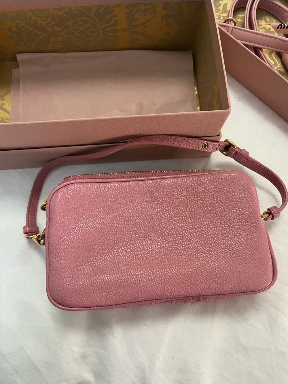 Miu Miu Pink Madras Camera Bag Leather Small - Picture 6 of 9